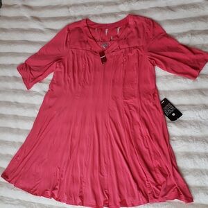 NWT Avenue Pink Coral Stretchy  Cutout Swing Dress 26/28